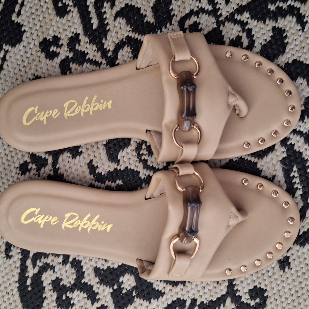 Cape Robbin Beige Studded Slide Sandals